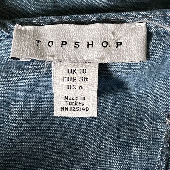 Topshop Faux Wrap Midi Dress Tie Chambray | Size 6 - Picture 7 of 12